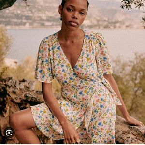 Sézane floral wrap mini dress size 42